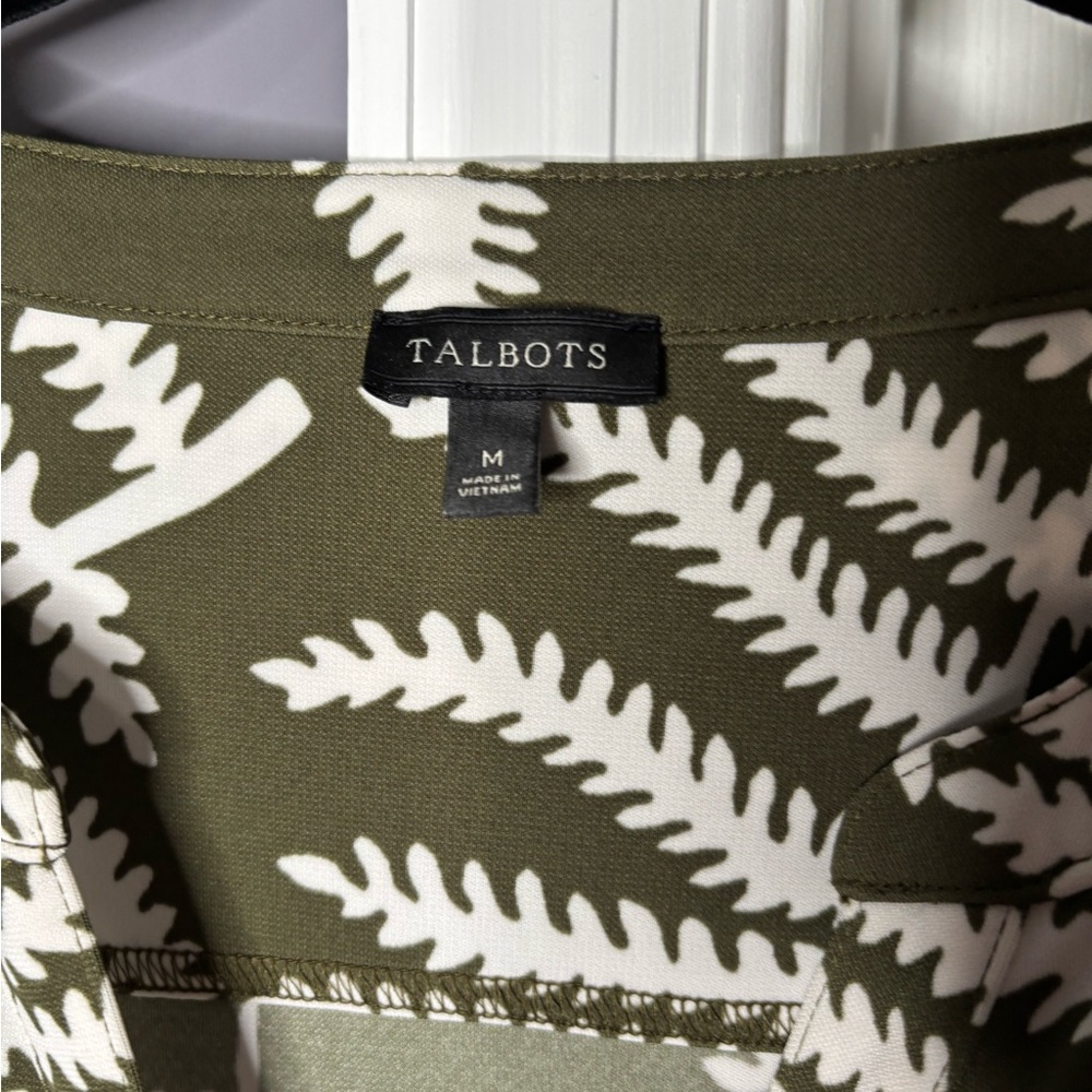 Talbots Olive Green White Button Front Sleeveless… - image 4